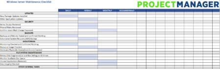 Server Maintenance Checklist Projectmanager