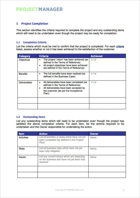 Project Closure Template — ProjectManager.com