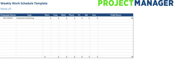 Weekly Work Schedule Template for Excel — ProjectManager.com