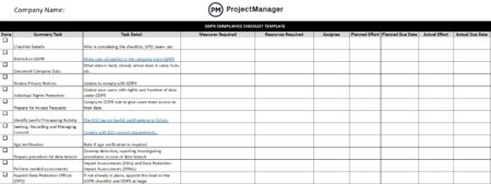 GDPR Compliance Checklist (Free Excel Download) - ProjectManager