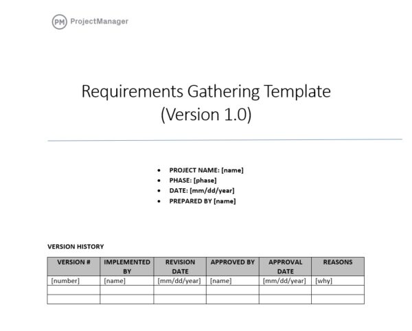 Requirements Gathering Meeting Agenda Template