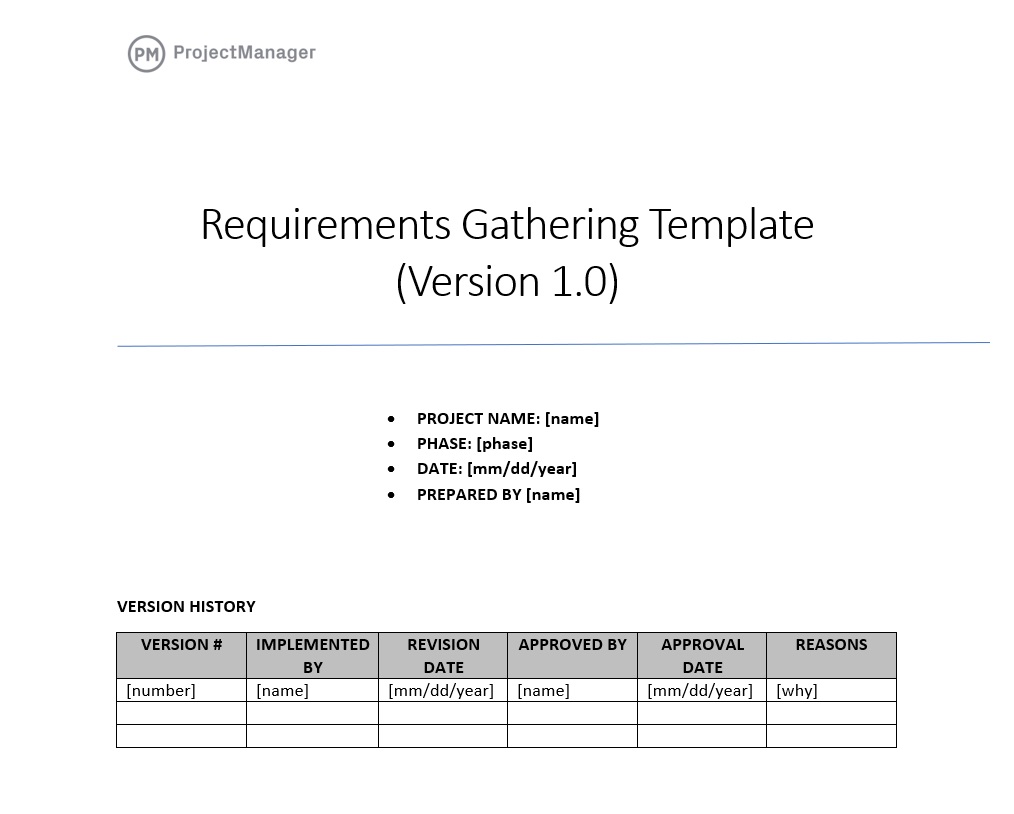 Collecting Requirements Template