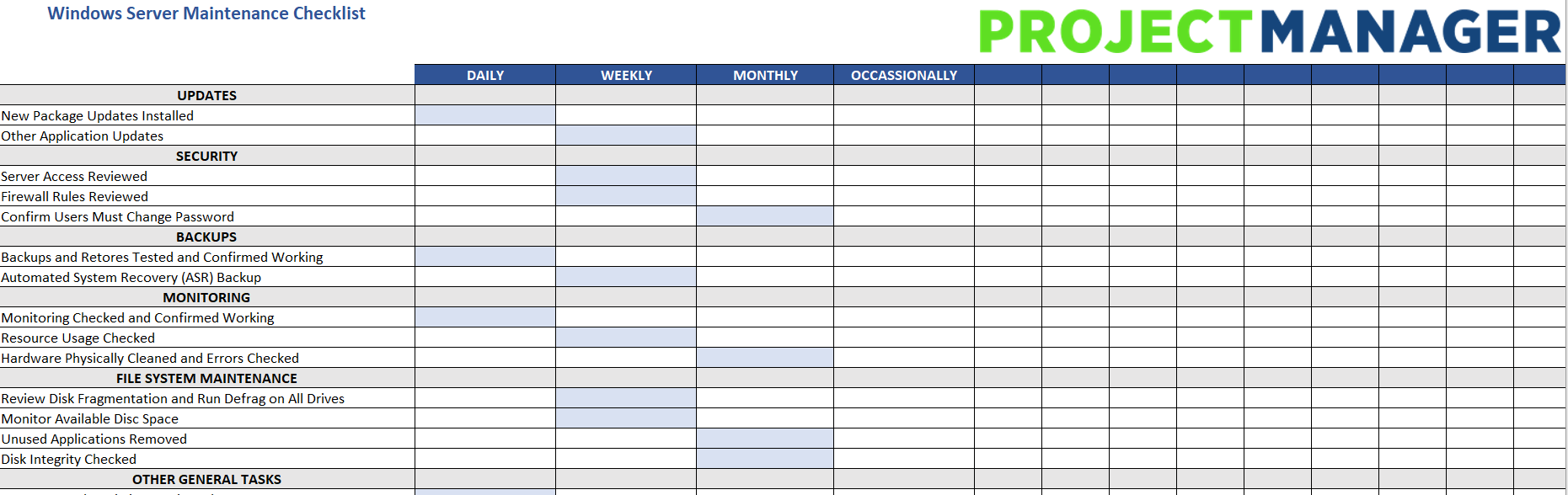 Server Maintenance Checklist ProjectManager