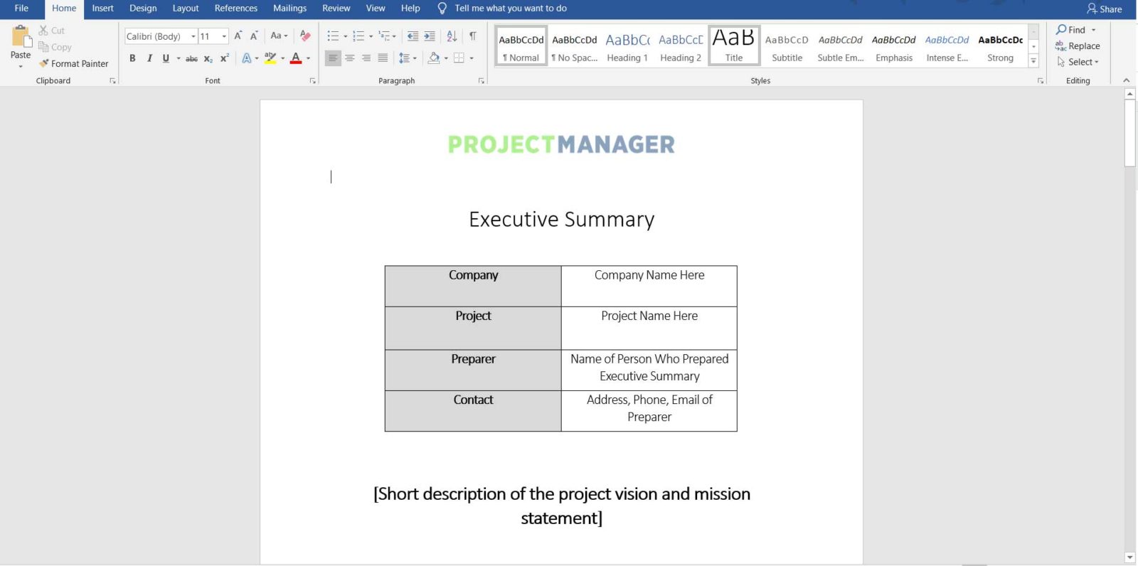 Free Executive Summary Template for Word - ProjectManager.com