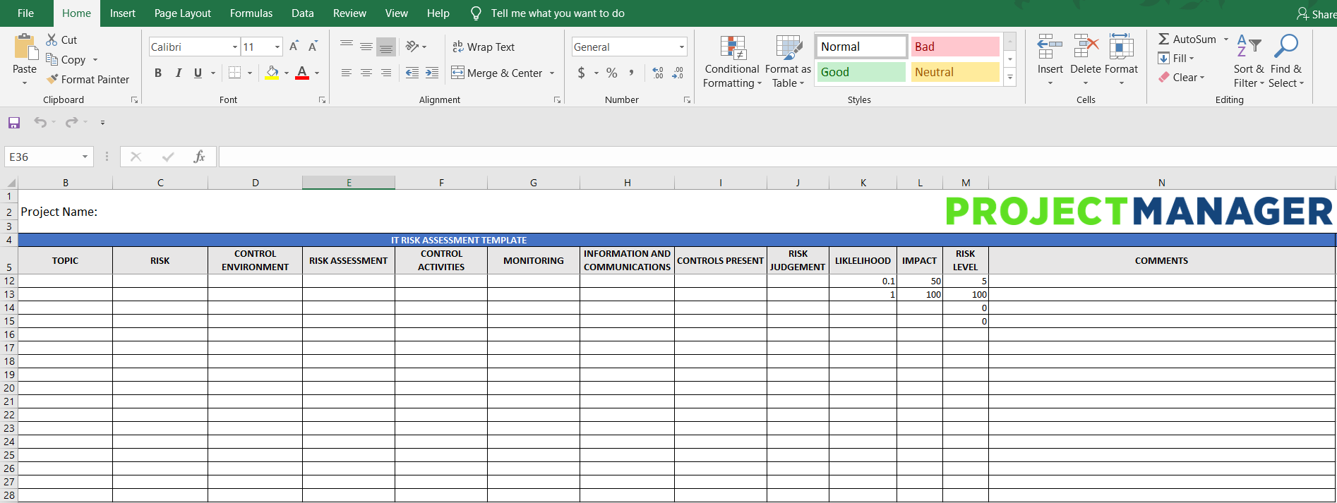 It Risk Assessment Template Free Excel Download Projectmanager Com