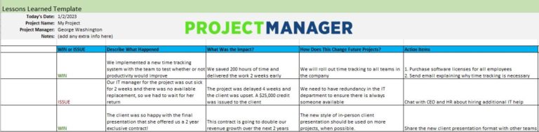 Free Lessons Learned Template for Excel - ProjectManager.com