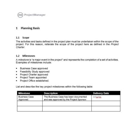 project plan template