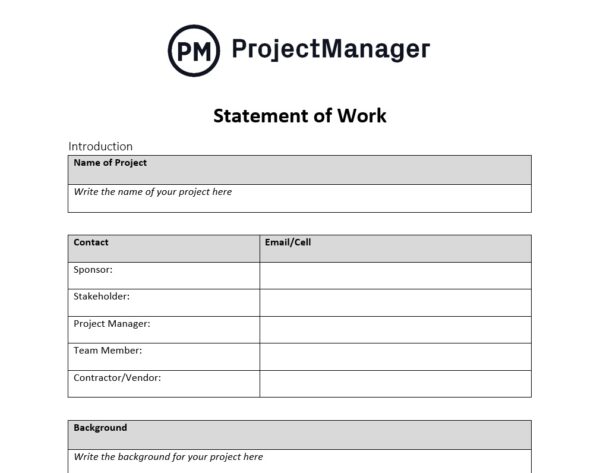 Statement Of Work Template 2022 