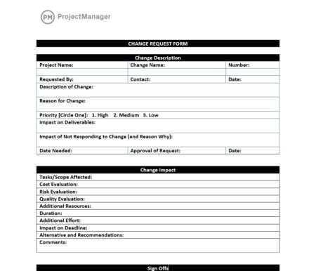 Free change request template