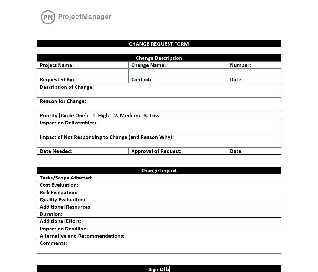 Sample Change Request Template