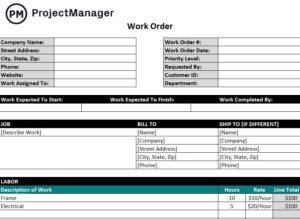 Work Order Template for Excel (Free Download) - ProjectManager