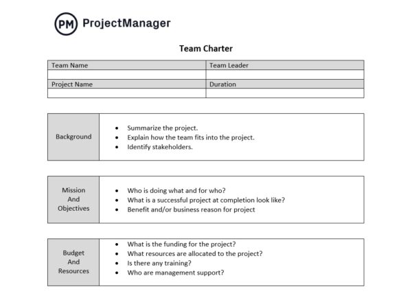 Free Team Charter Template for Word ProjectManager