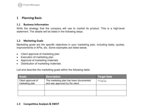 Free marketing plan template