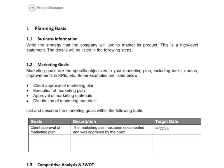 Marketing Plan Template for Word (Free Download)