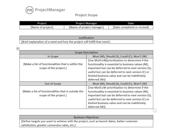 Project Scope Template for Word (Free Download) ProjectManager