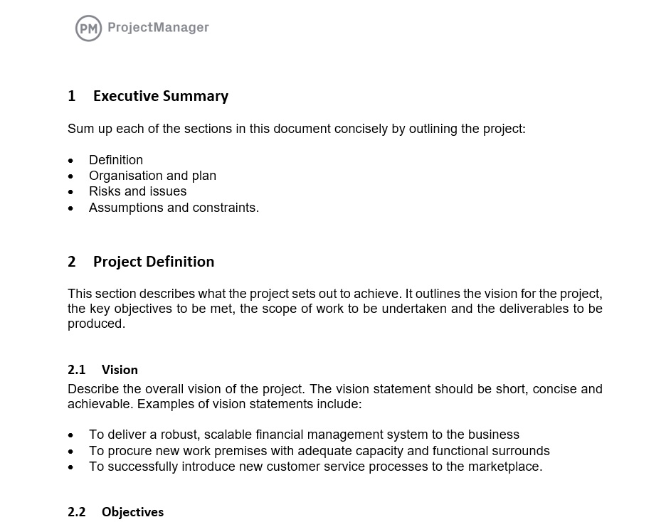 Free Project Charter Template for Word - ProjectManager