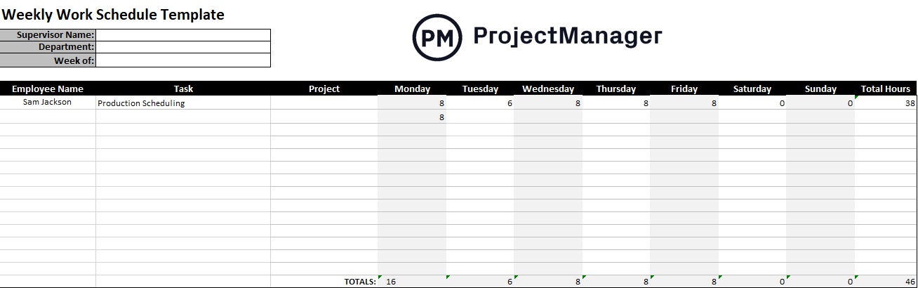 weekly itinerary template excel