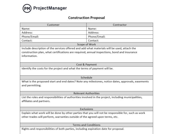 Construction Proposal Template for Word (Free Download)