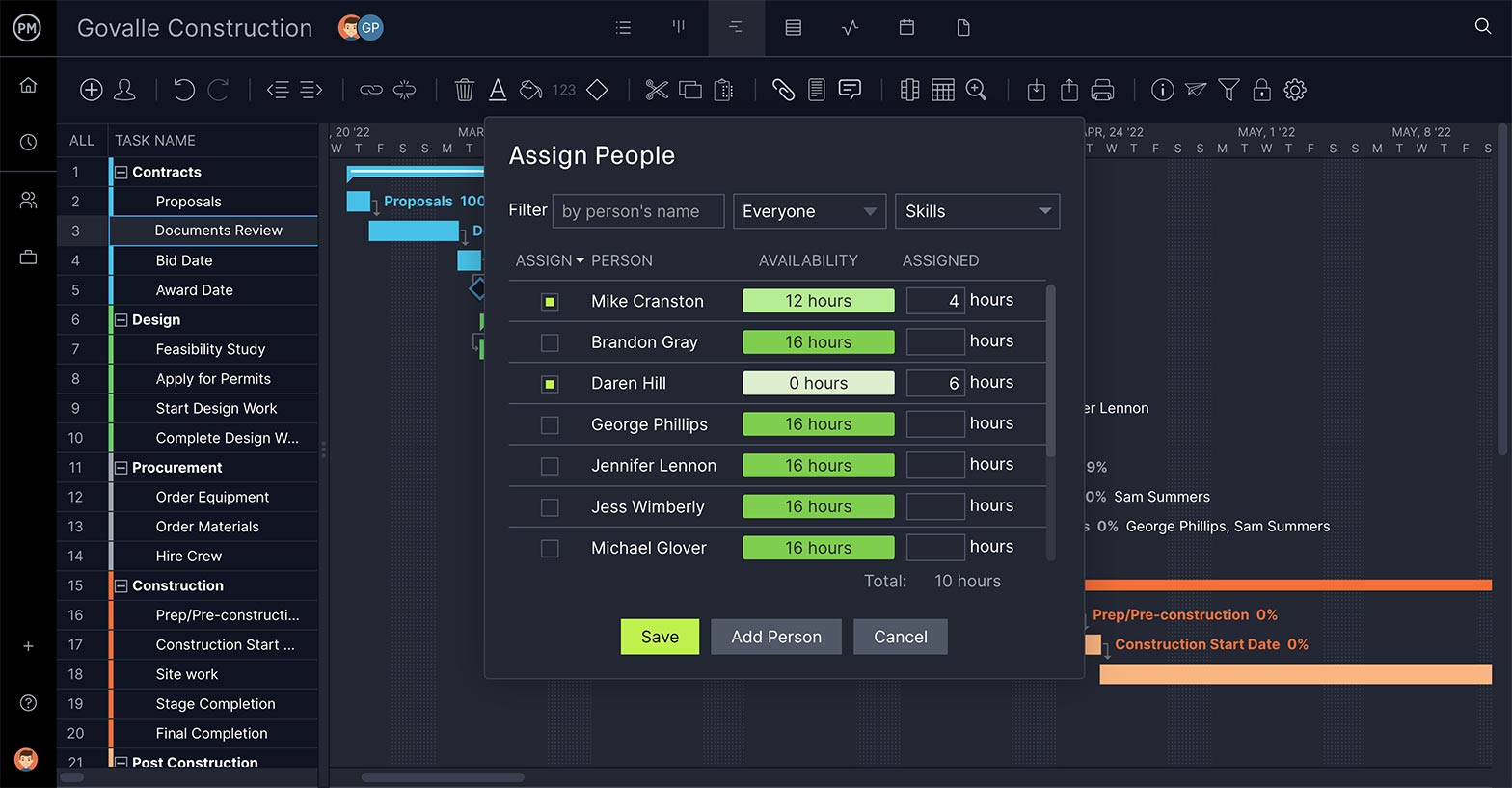 Assign work to your team members with ProjectManager's task lists