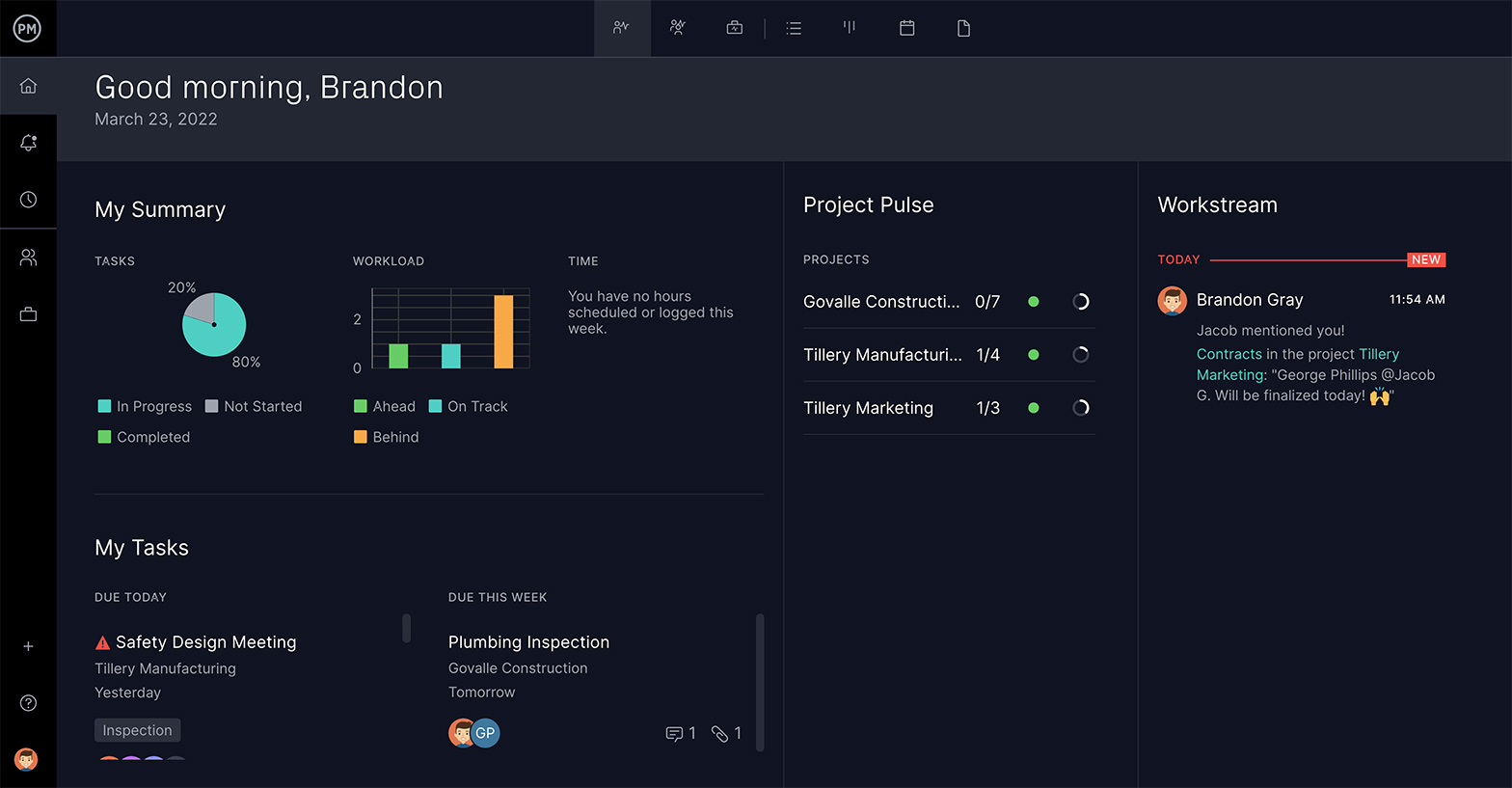 A screenshot of the gantt chart with columns that show project progress, including cost