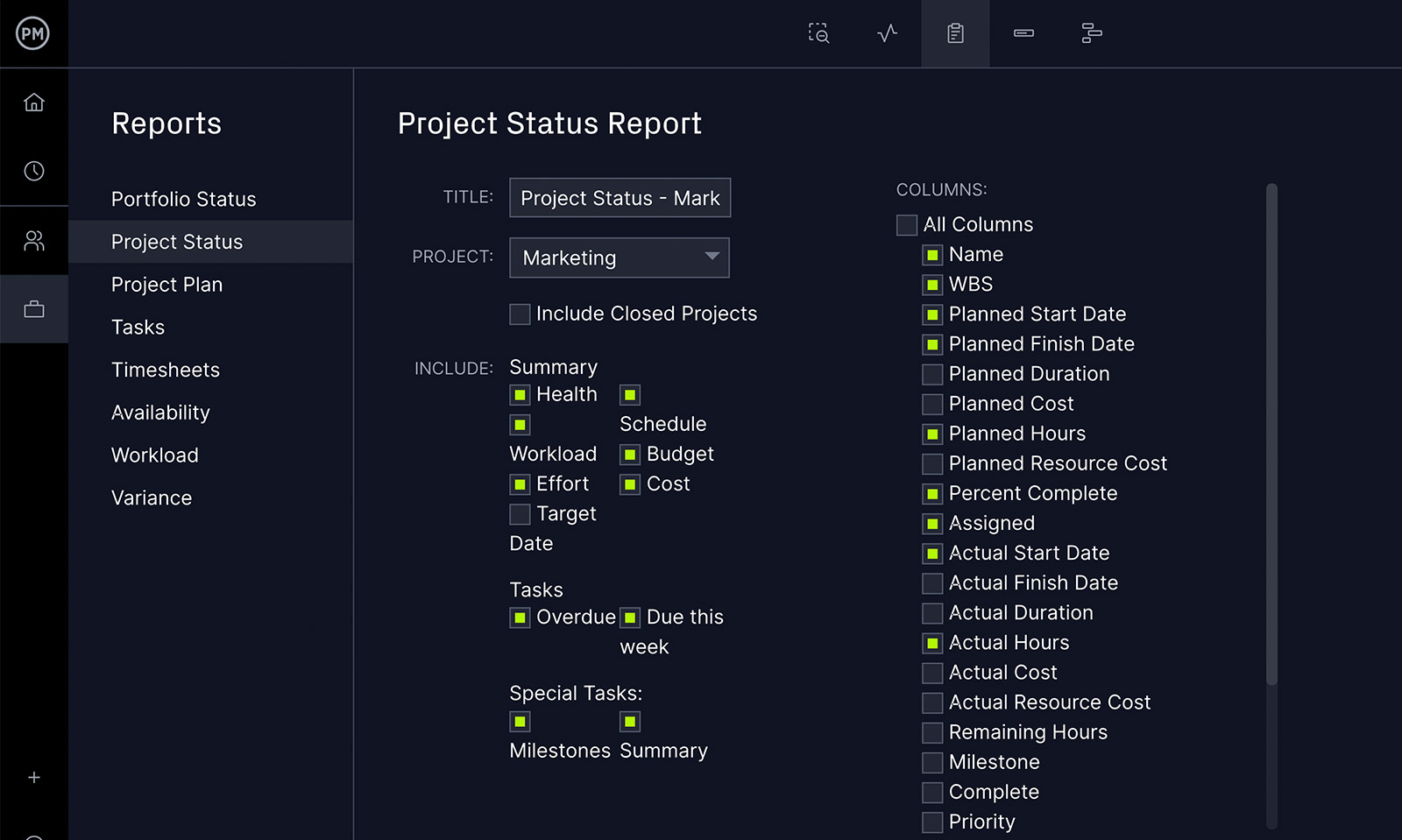 ProjectManager is a cloud-based WBS software with live project reports