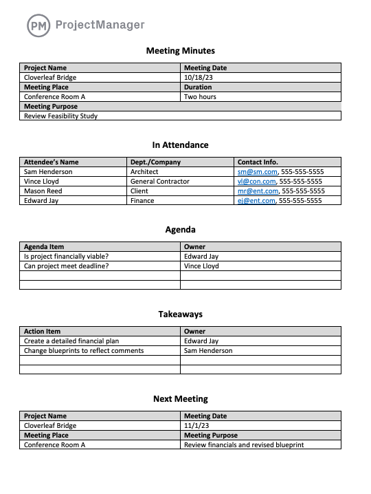 Meeting Minutes Template For Word Free Download 