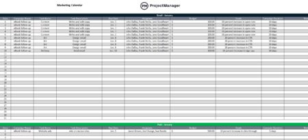 Marketing calendar template in ProjectManager