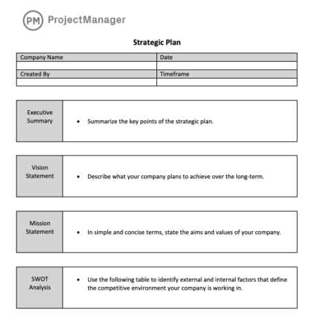 Free strategic plan template