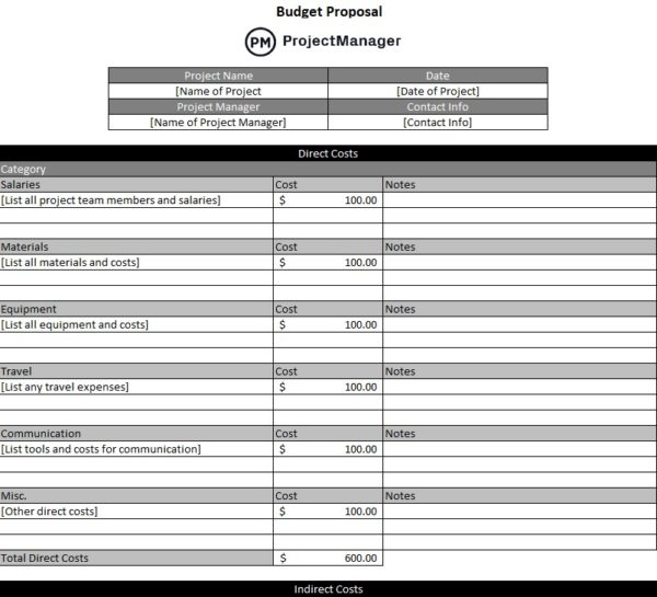 Budget Proposal Template For Excel Free Download 