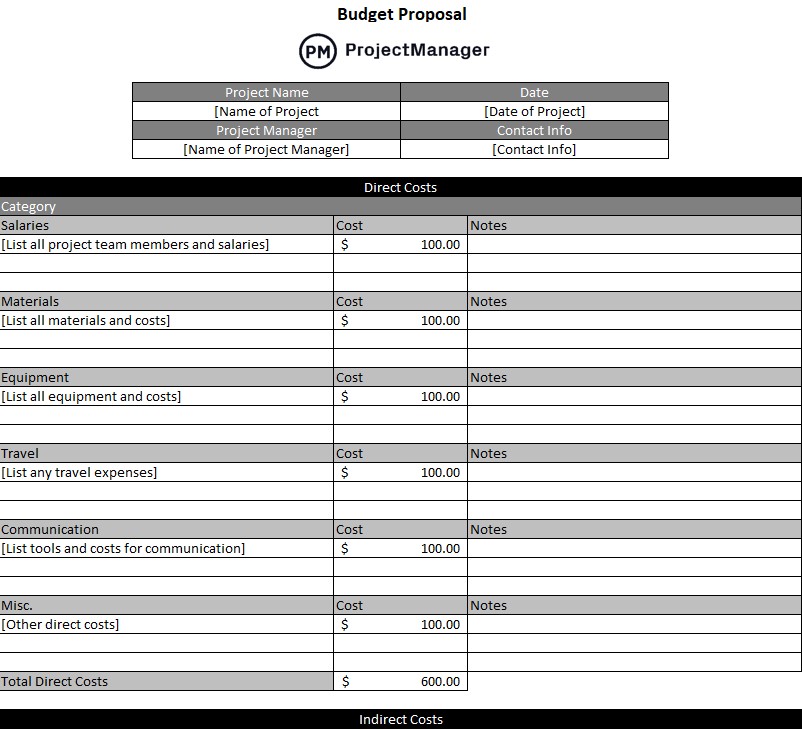 Budget Proposal Template for Excel (Free Download)