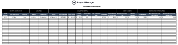 Free equipment inventory template Download now