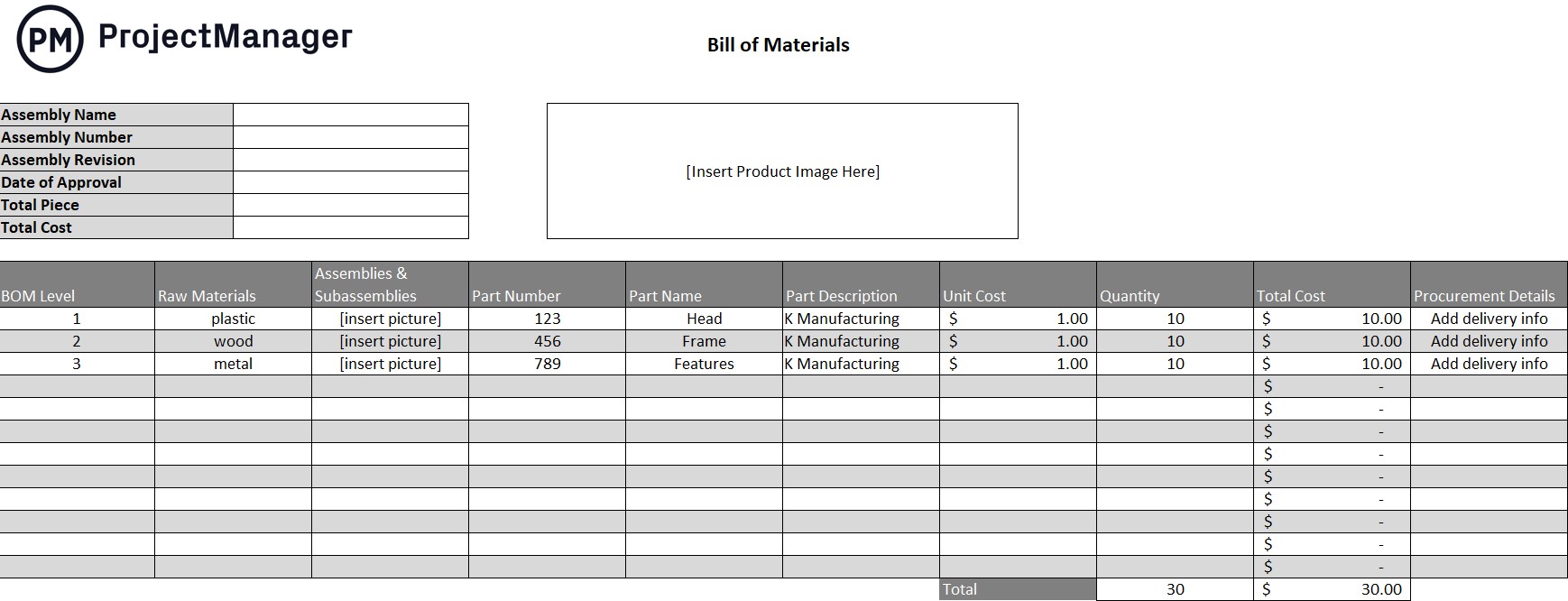 Bill Of Materials Template 2023 