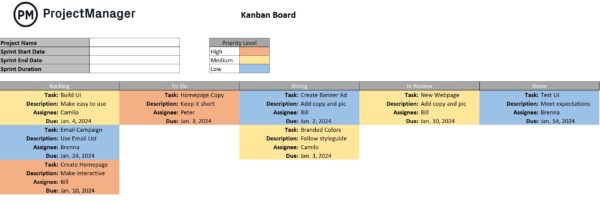 Free kanban board template