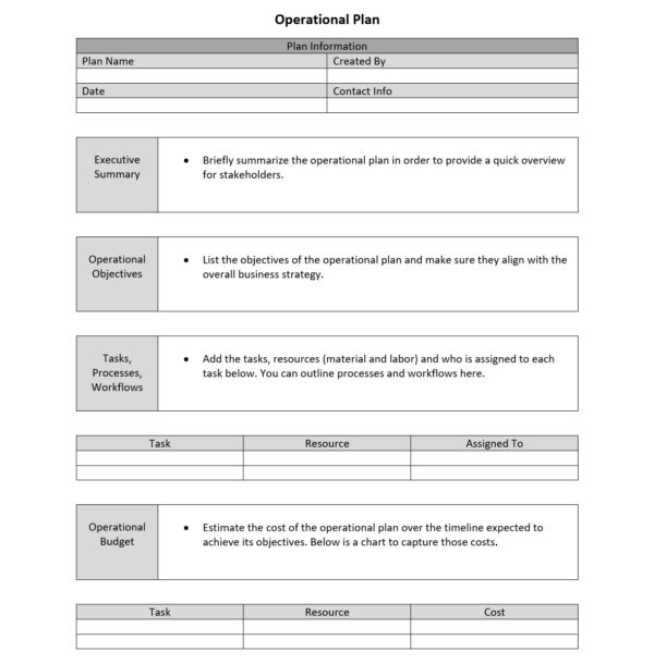 Operational Plan Template for Word (Free Download)