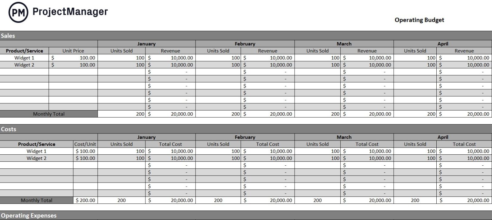 free excel templates budget