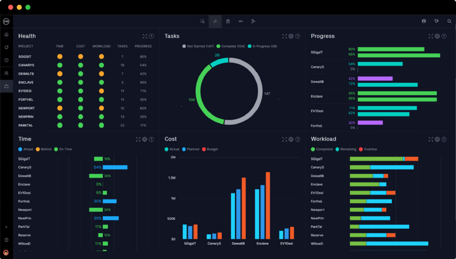 ProjectManager's portfolio view