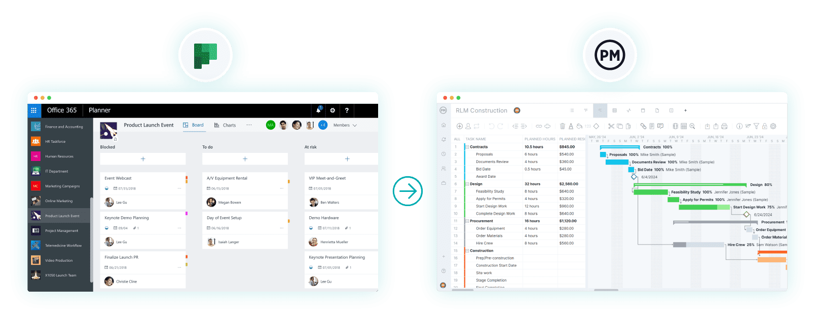 MS Planner import into ProjectManager