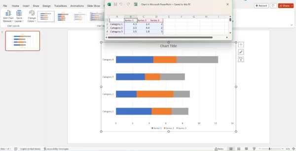 Edited stacked bar chart in PowerPoint