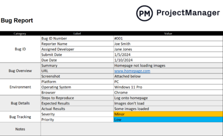 Bug Report Template for Excel (Free Download)