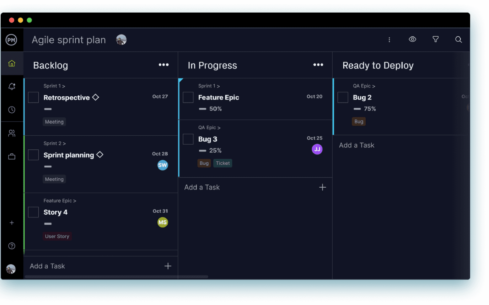 ProjectManager's kanban boards are a critical work management tool