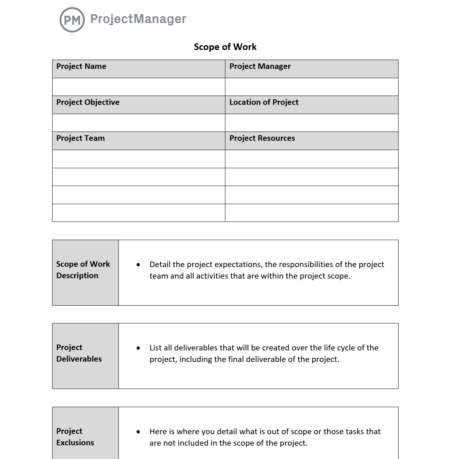 Scope of work template