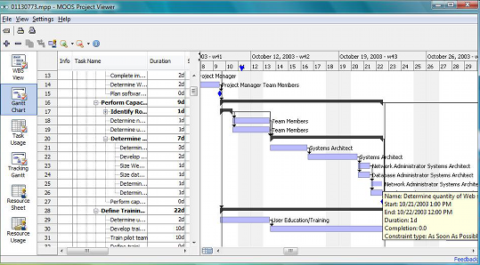 MOOS Project Viewer, an MPP File Viewer