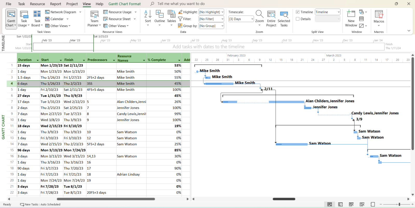 Microsoft Project Gantt Chart Example