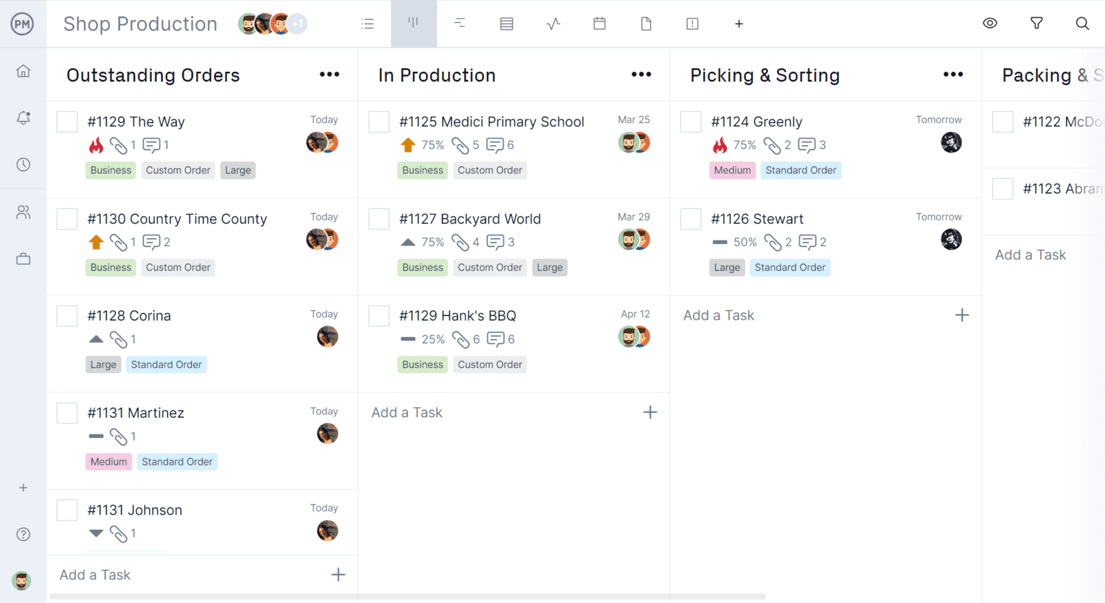 Kanban board in ProjectManager