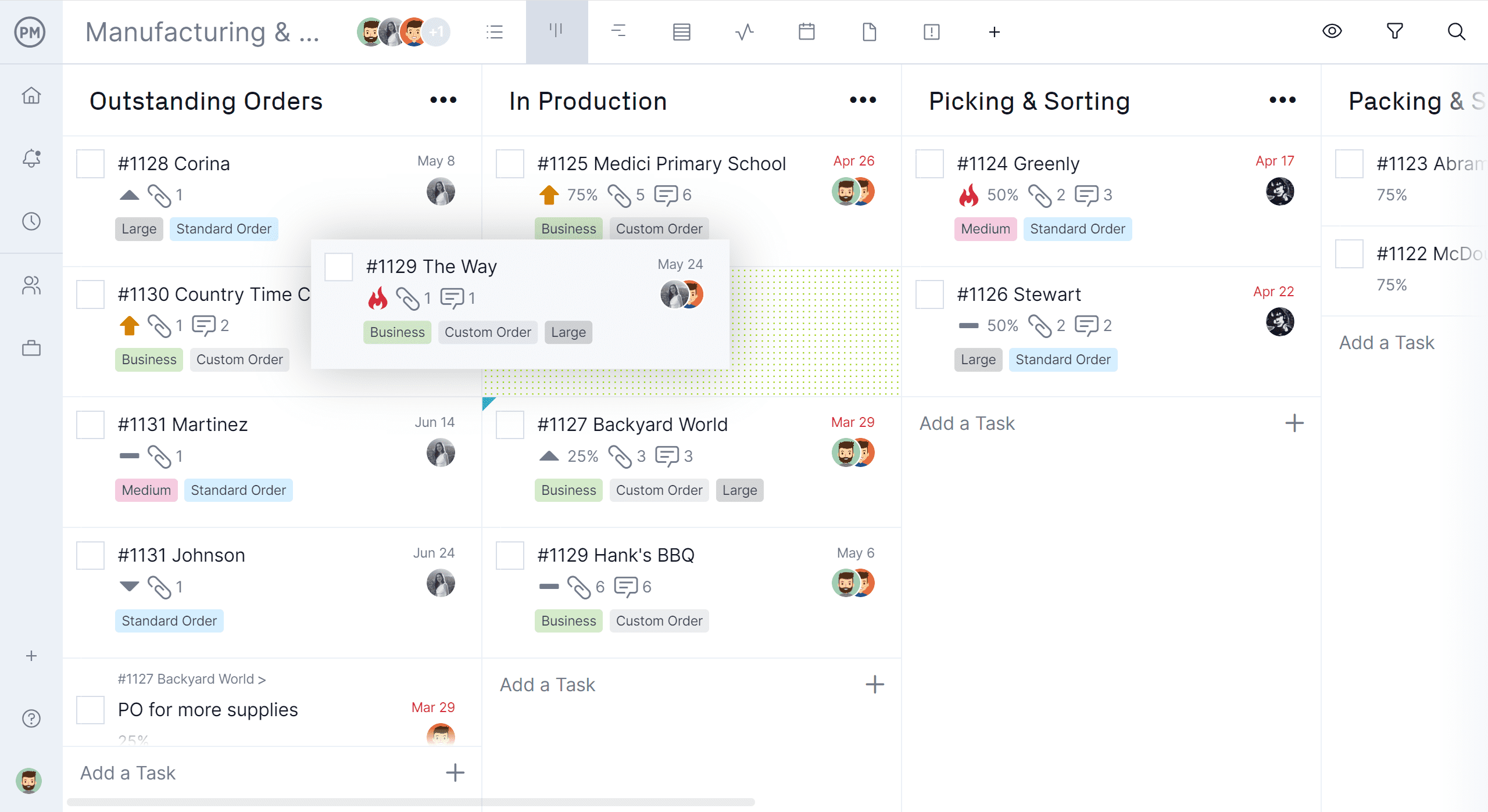 ProjectManager's kanban board