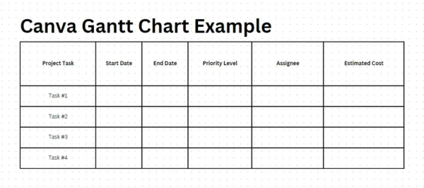 Gantt chart grid in Canva