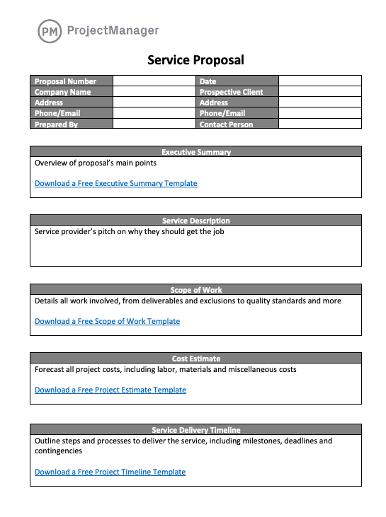 Free service proposal template for Word