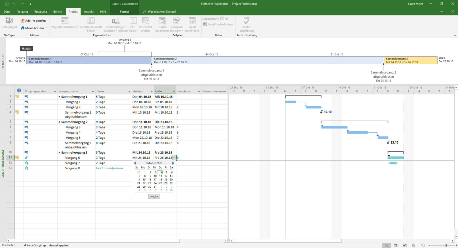 Microsoft Project Professional, a popular construction scheduling software