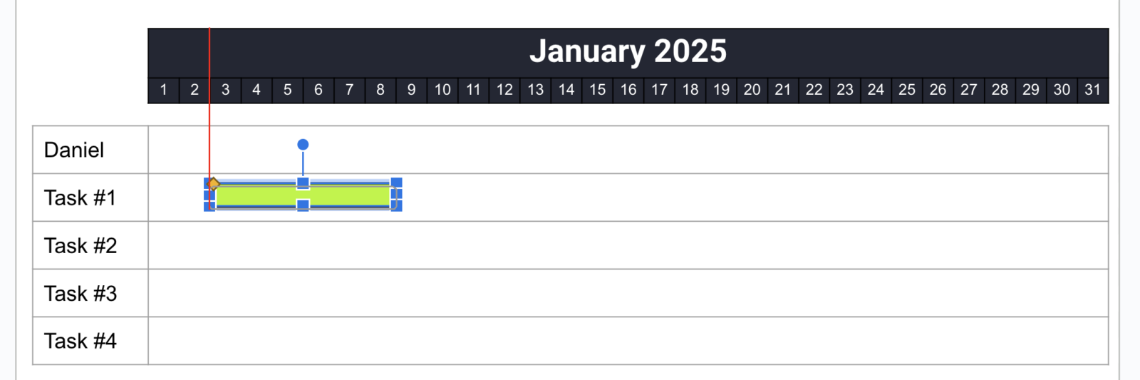 Adding task bars to a Gantt chart in Google Slides