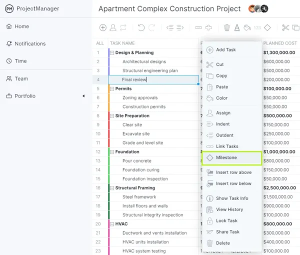 how to make a gantt chart - identify project milestones